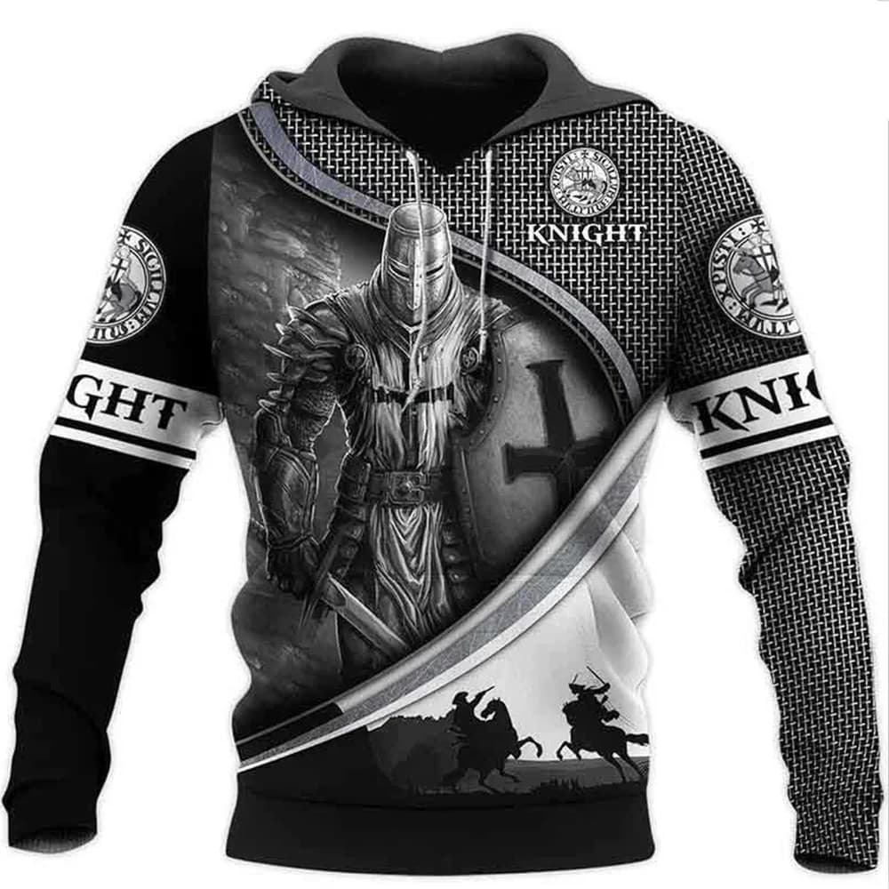 Cavalieri Templari 3d Stampa Laxity Felpa con cappuccio da uomo Casual Pullover oversize Popolare Streetwear Moda Felpa Tendenza Abbigliamento uomo