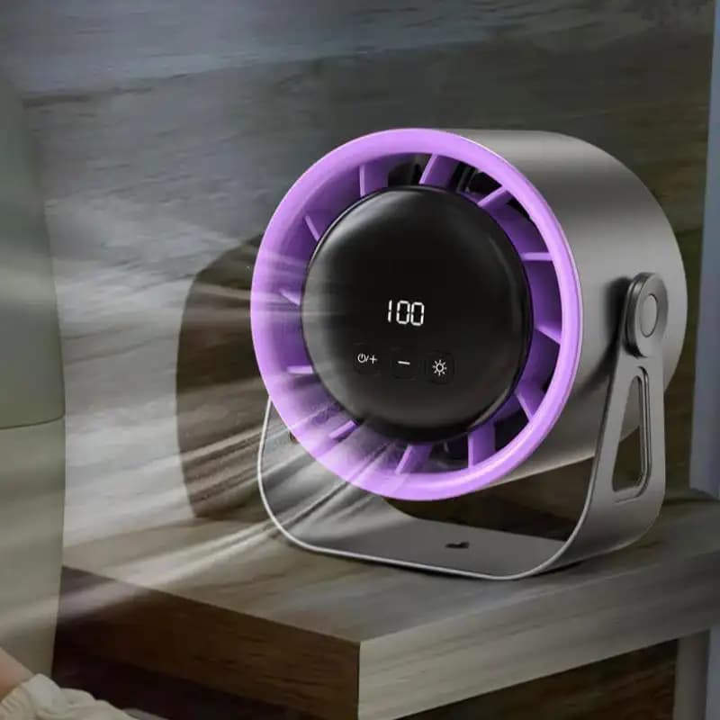 Ventilatore da Tavolo Portatile Ricaricabile, Circolatore d'Aria Portatile, Ventilatore Elettrico da Soffitto Wireless con Display Digitale, Ventilatore per Casa