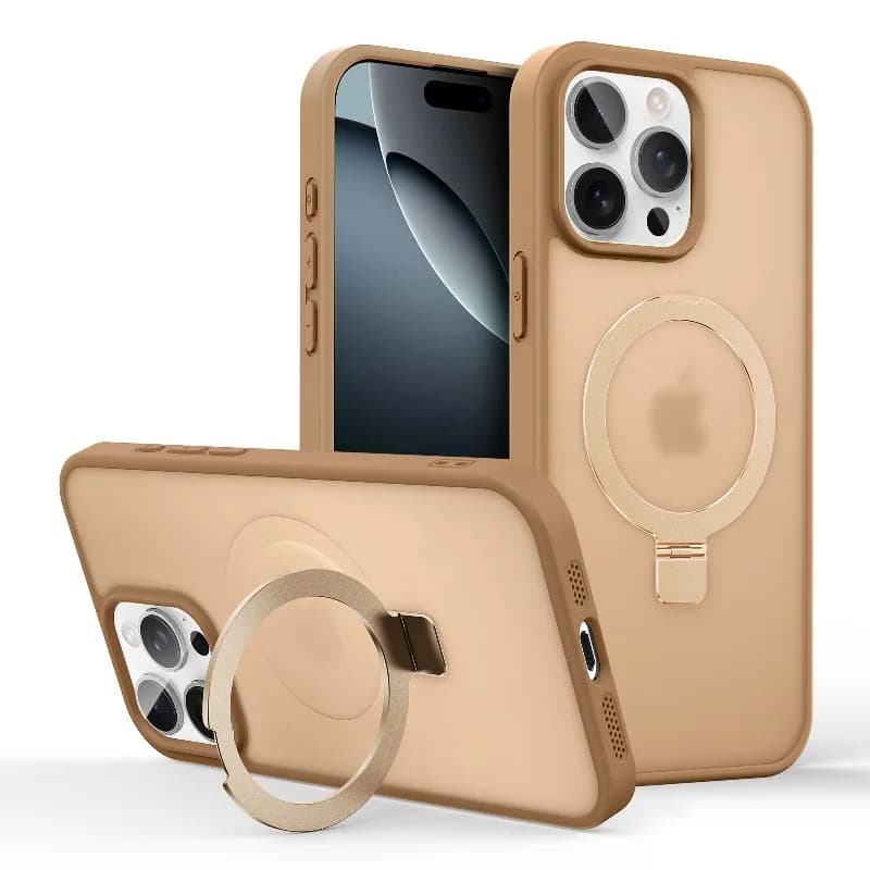 Shockproof Magnetic Kickstand Matte Case For iPhone 16 15 14 Plus 13 12 11 Pro Max Case With Holder Stand Cover for Magsafe