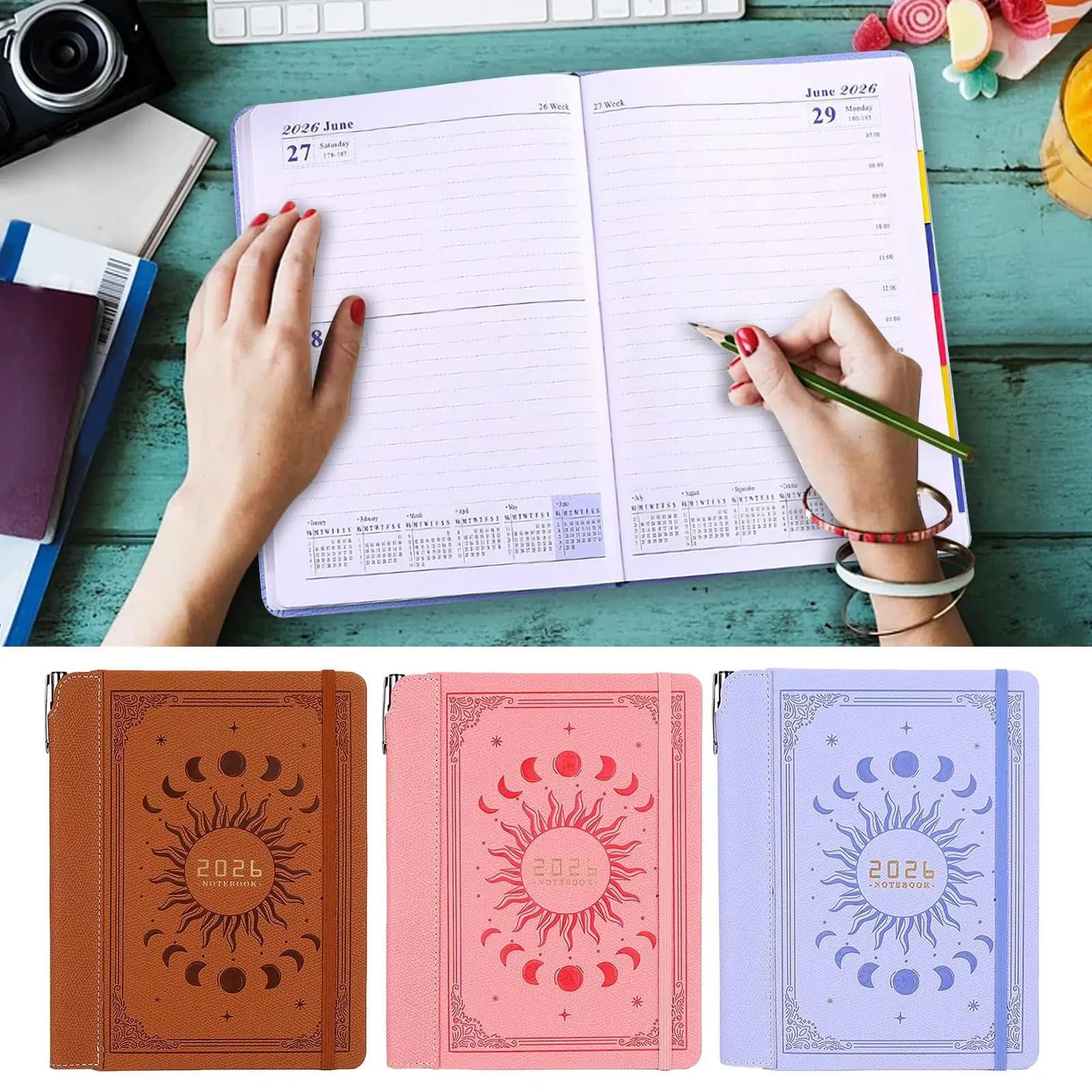 2026 Planner 2026 Planner accademico Programma inglese Notebook Diario di registrazione di lavoro per obiettivi Appuntamenti Pianificazione elenco cose da fare