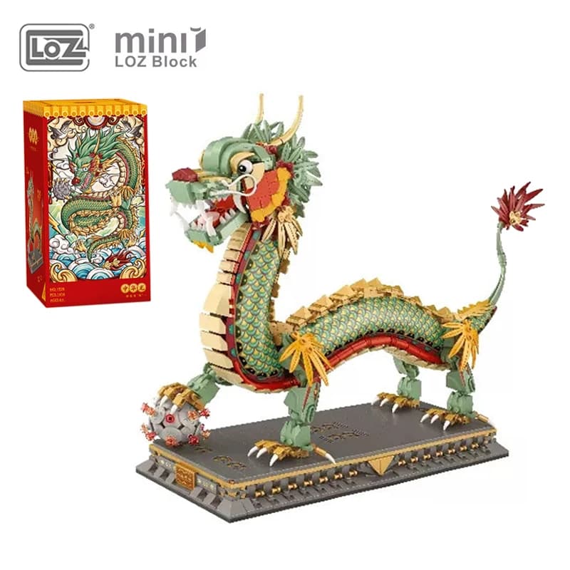 LOZ 1416 pz Drago Cinese Modello Building Blocks Creativo Mini Decorazione Mattoni Animale Puzzle Giocattoli Con Base Per Bambini Adulti Regali