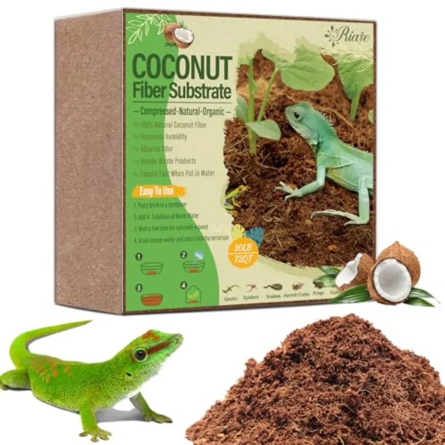 10LBS Natural Coconut Fiber Substrate for Reptile- Premium Compressed Coconut Husk Terrarium Bedding for Reptile, Tortoise, Fro