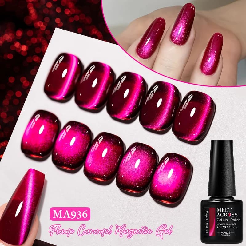 Smalto per unghie gel magnetico Flame Caramel Cat Perline di vetro rosso Effetto semipermanente Soak Off UV LED Gel Vernice per unghie Forniture fai da te