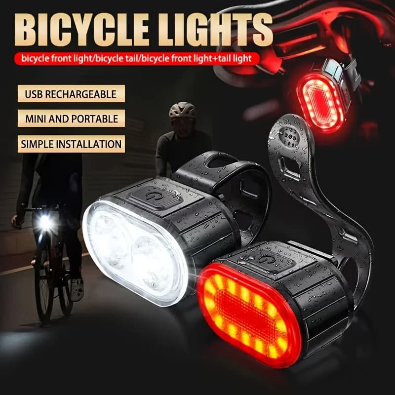 Cycling Bicycle Front Rear Light Set Bike USB Charge Headlight Light MTB Waterproof Taillight LED Lantern Bicycle Accessories