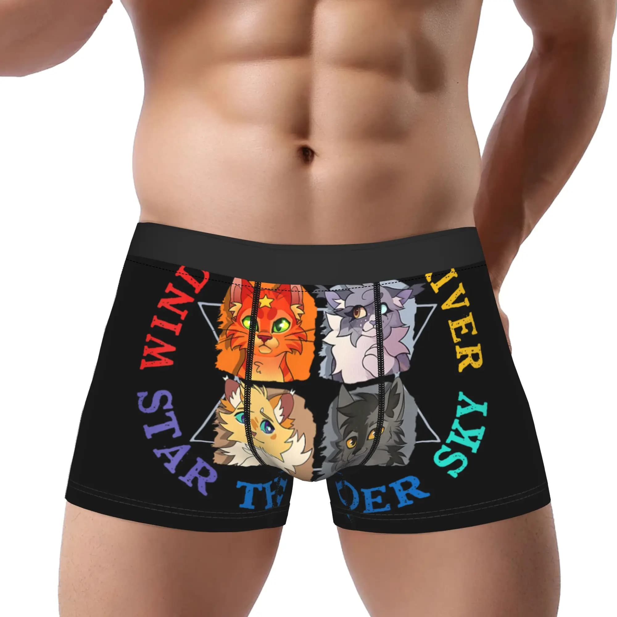 1piece Six Clan Felines StarClan Underpants Breathbale Panties Man Underwear Comfortable Shorts