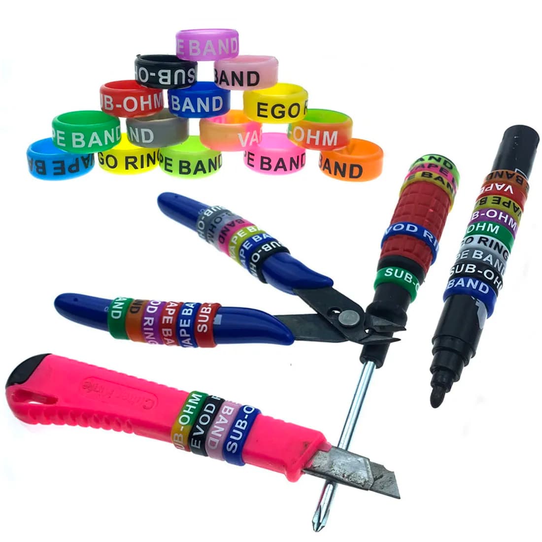 Fascia decorativa in gomma siliconica 13mm per penna grande Strumento fai da te Coltello a farfalla Mini canna da pesca Fascia con manico in silicone Anello antiscivolo