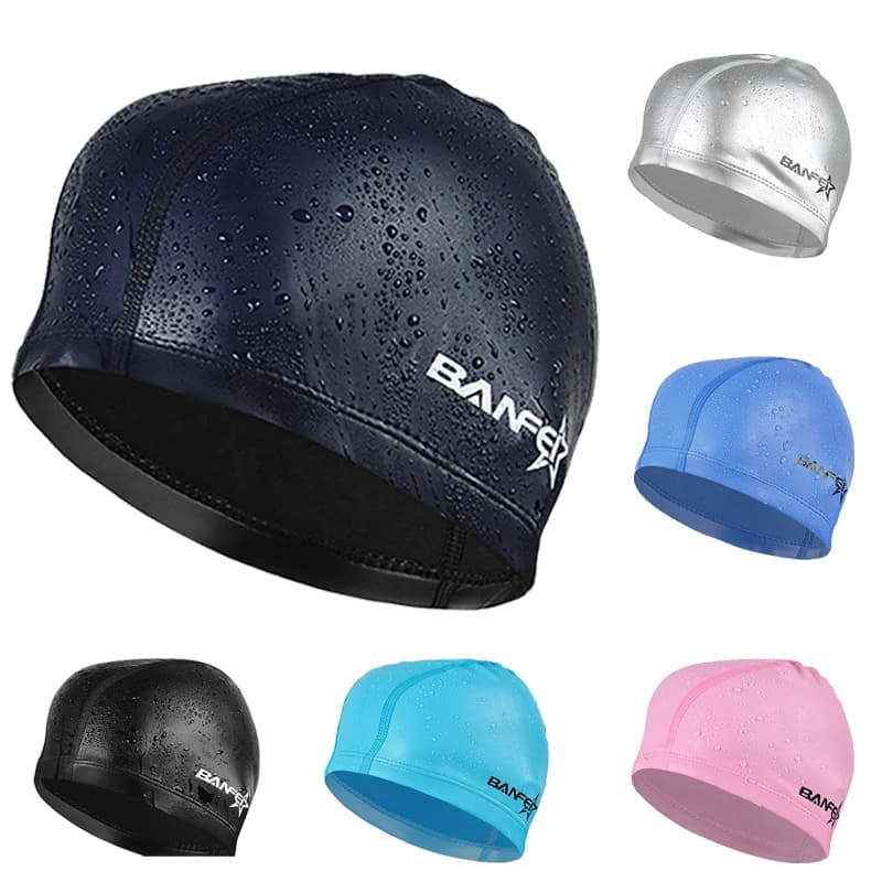 Waterproof swim cap for women and children, stylish and cute swim cap for long hair, set of swimming equipment for men and women, pure color