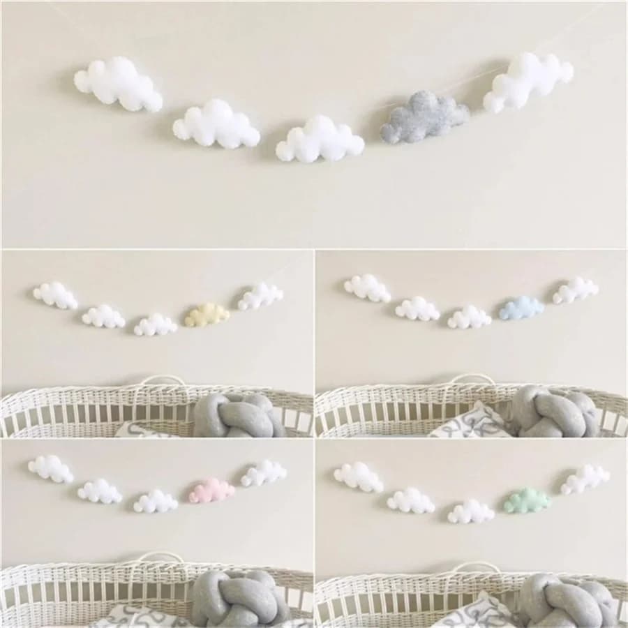Nordic feltro nuvola ghirlande stringa decorazione da appendere alla parete camera dei bambini lettino tenda ornamenti appesi banner per feste puntelli per foto