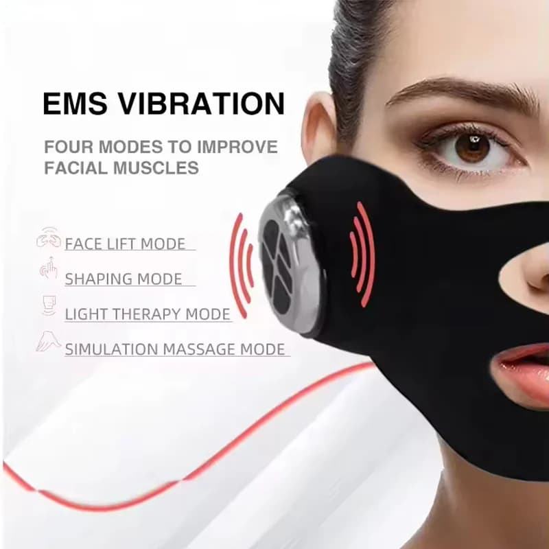 Dispositivo di Bellezza EMS per Lifting Viso - Maschera Ricaricabile con Terapia a Luce Rossa e Blu per Rassodamento della Pelle e Anti-Invecchiamento