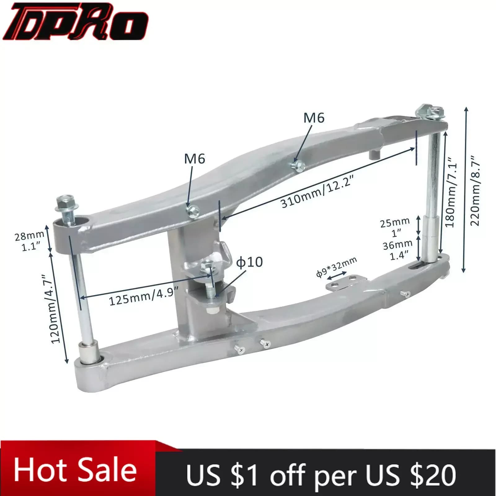 16'' Rear Swing Arm Swingarm for 14" Wheel Dirt Pit Trail Bike Motocross Offroad Pit Dirt Bike ATV