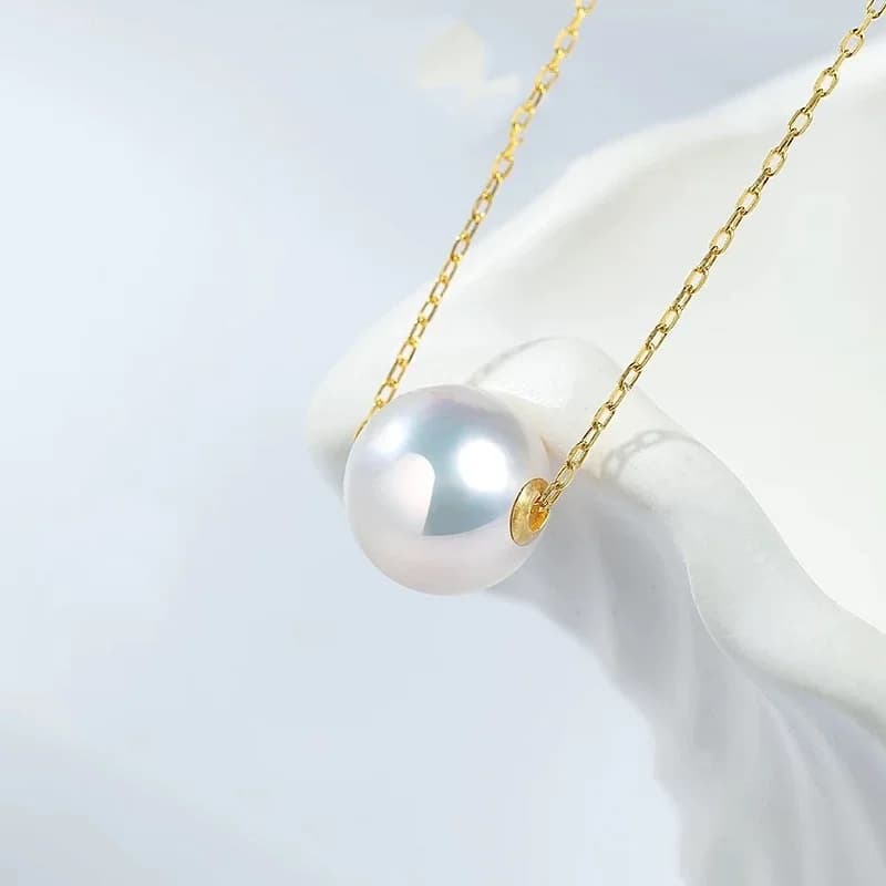 Collana in oro 18 carati con grande pendente au750, catena placcata in oro, perla d'acqua dolce naturale, bianca, viola, gioielli, moda, festa, X2001