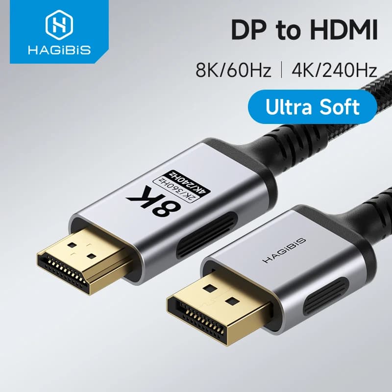 Hagibis DisplayPort to HDMI Cable Uni-Directional 8K DP Source Computer to HDMI Display Cord 4K for Laptops Monitor HDTV Desktop