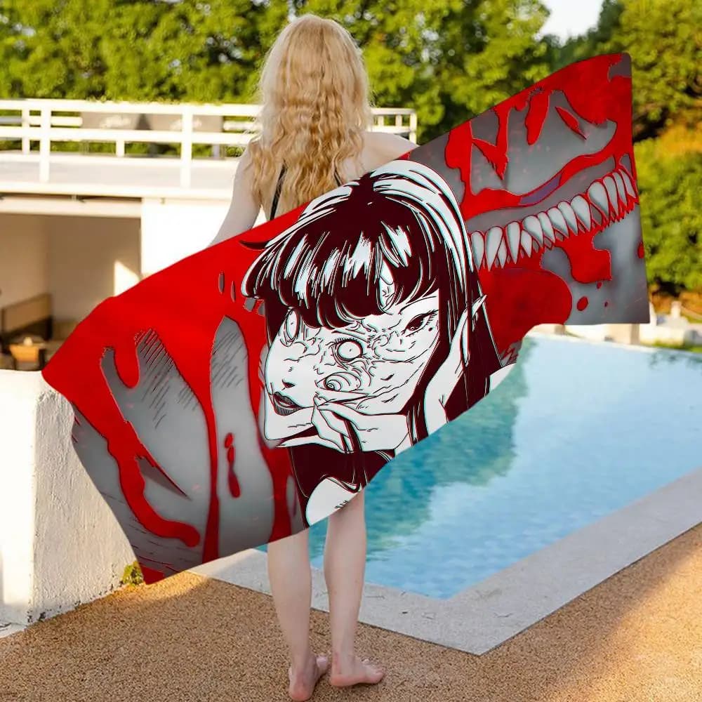 Asciugamano da Spiaggia Anime di Junji Ito, Morbido e Assorbente, Regalo per Bambini, per Viaggi, Campeggio, Palestra