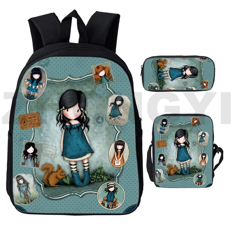 Popolare giovanile Santoro Gorjuss 3D Stampa 3 pezzi / set Borse da viaggio per studenti Zaino per laptop Zaino Borsa a tracolla Astuccio per matite y
