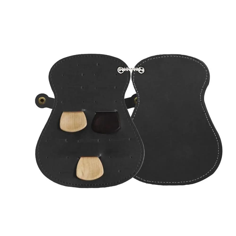 Gift Guitar Shaped Guitar Pick Holder Bag Large Capacity Leather Guitar Plectrums Bag Simplicity PU Guitar Pick Clip Bass