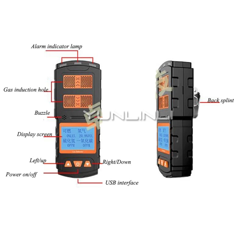 4-in-1 Gas Detector Toxic And Harmful Portable Oxygen Carbon Monoxide Hydrogen Sulfide Detection Alarm Instrument X-4