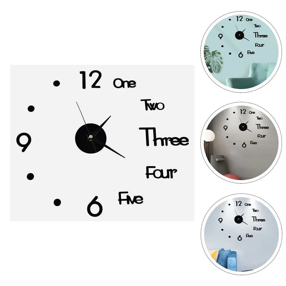 Plastic Wall Clock Wall Sticker Silent Round Modern Living Room Decorative Bedroom Studio Home Decoration