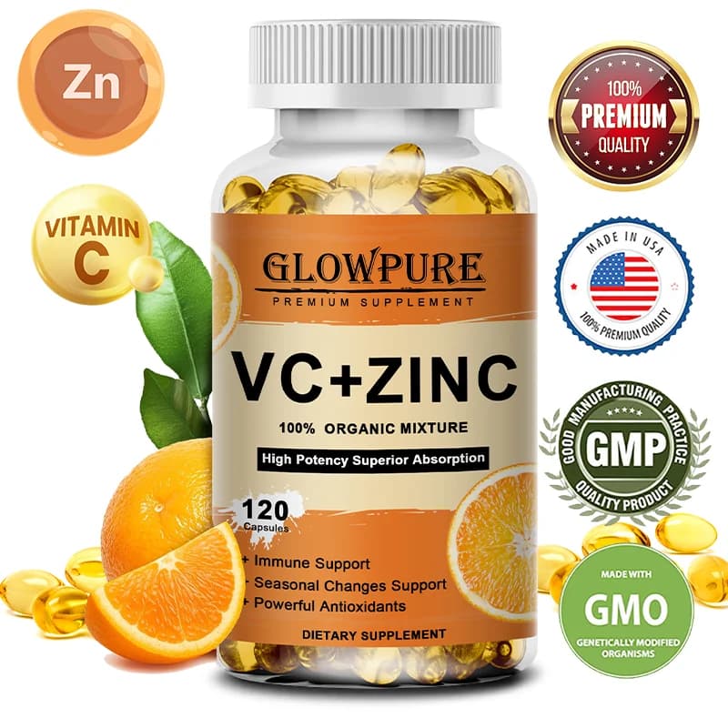 Vitamin C and Zinc Supplement for Antioxidant Protection, Immunite Support and Cellular Energy Production