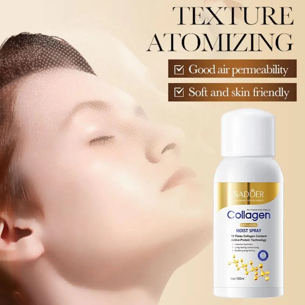 SADOER Spray Idratante al Collagene Anti-Età 100ml, Nebulizzatore Idratante Intensivo per Cura Quotidiana della Pelle e Rinfresco