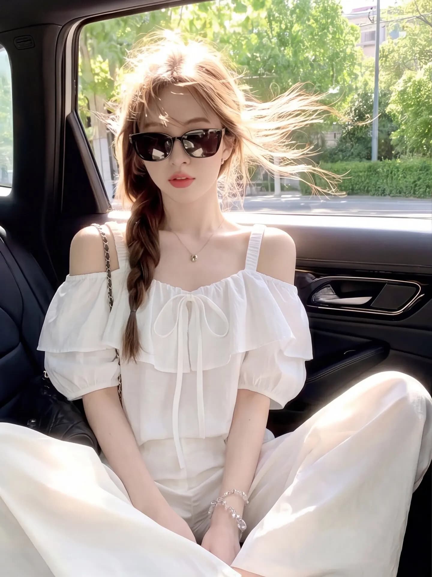 Korean Style Pure Girl Sensation Lace Trim One Shoulder Shirt Women Summer Design Shoulder Exposure Doll Shirt Top