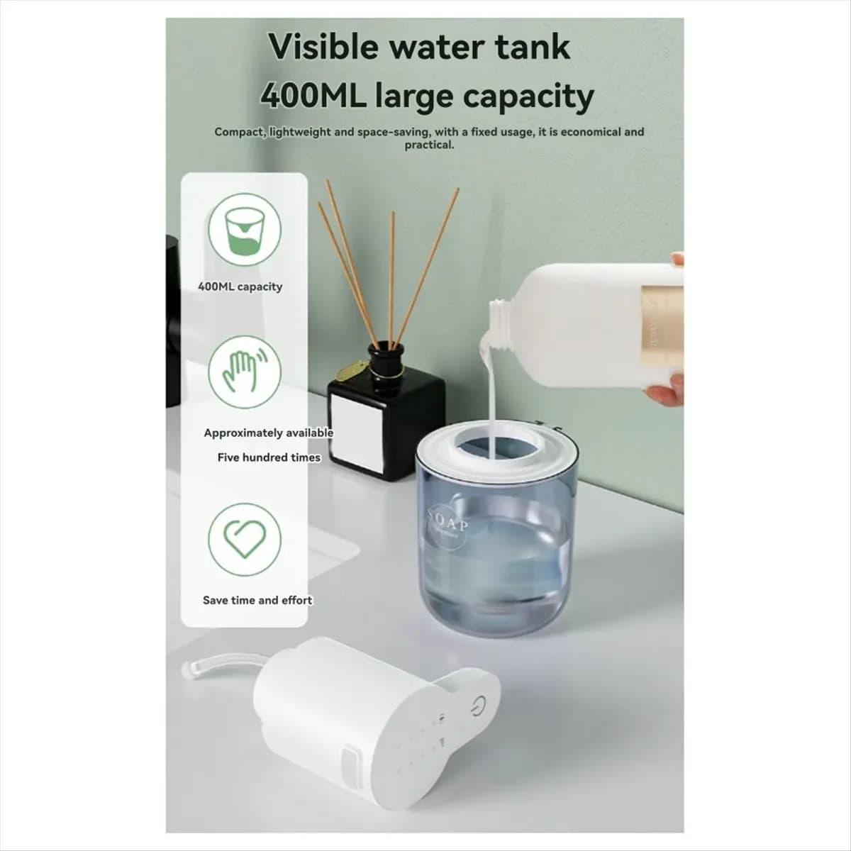 A552F-400ml Touchless Automatic Drops Soap Dispenser Waterproof Wall-Mounted with Hand Washing Technology for Hygiene B