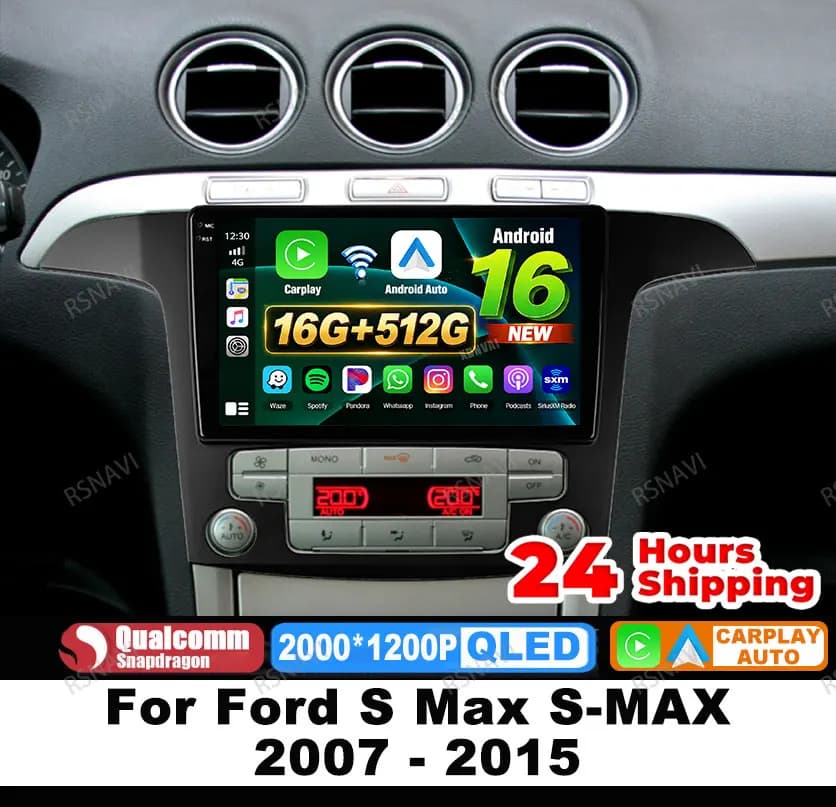 Autoradio Android 15 Per Ford S Max S-MAX 2007 - 2015 Qualcomm Viedo Player Autoradio BT DSP Stereo Senza Fili Carplay Auto 4G LTE