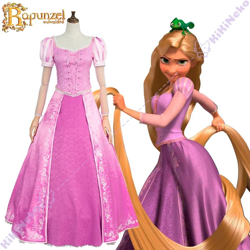 Cartoon Rapunzel Cosplay Costume Princess Rapunzel Dress Princess Gonna Dress for the Party of All Saints Adult Women Size S-3XL