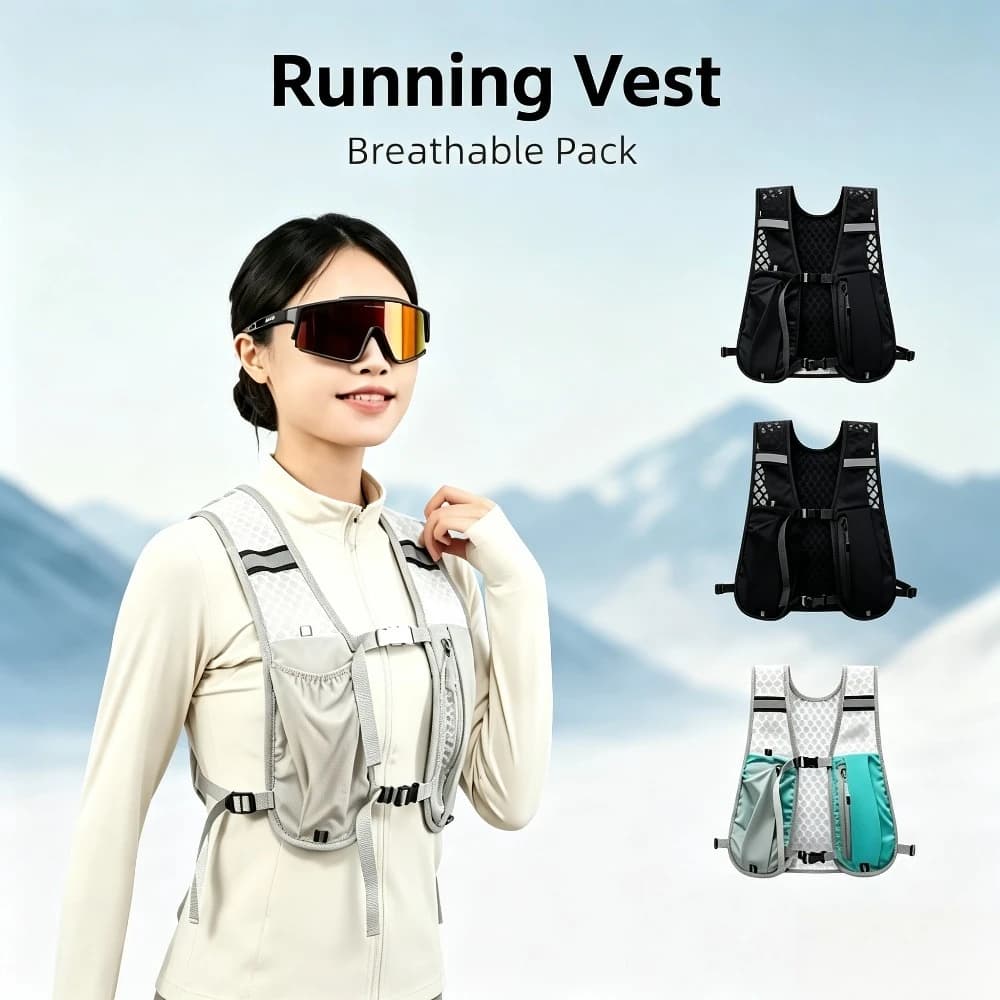 Lightweight Running Vest Reflective Hydration Water Chest Pack Cycling Biking Storage Vest with Phone Pocket Outdoor Sports