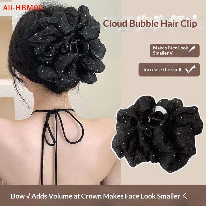 (HB05)Glitter Rhinestones Hair Claw Clip Double Sided Mesh Bow Hair Clip Large Shark Clip For Women Hair Styling Decorative