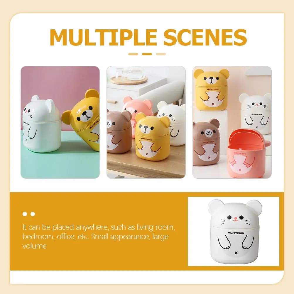 Mini cestino da scrivania con coperchio ribaltabile in plastica PP, piccolo contenitore per rifiuti per ufficio, dormitorio, camper, piano di lavoro, tavolo, con controllo degli odori