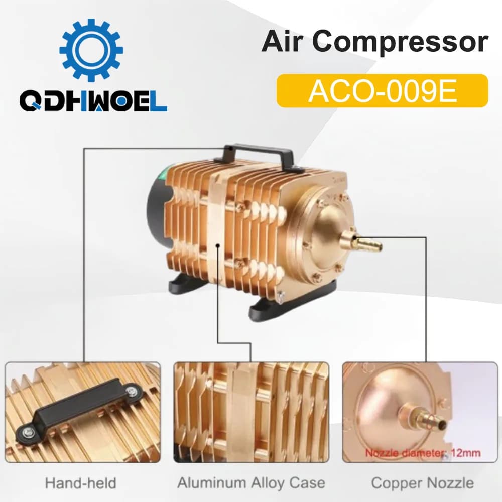 QDHWOEL Compressore d'aria magnetico da 160 W per macchina da taglio e incisione laser CO2 ACO-009E