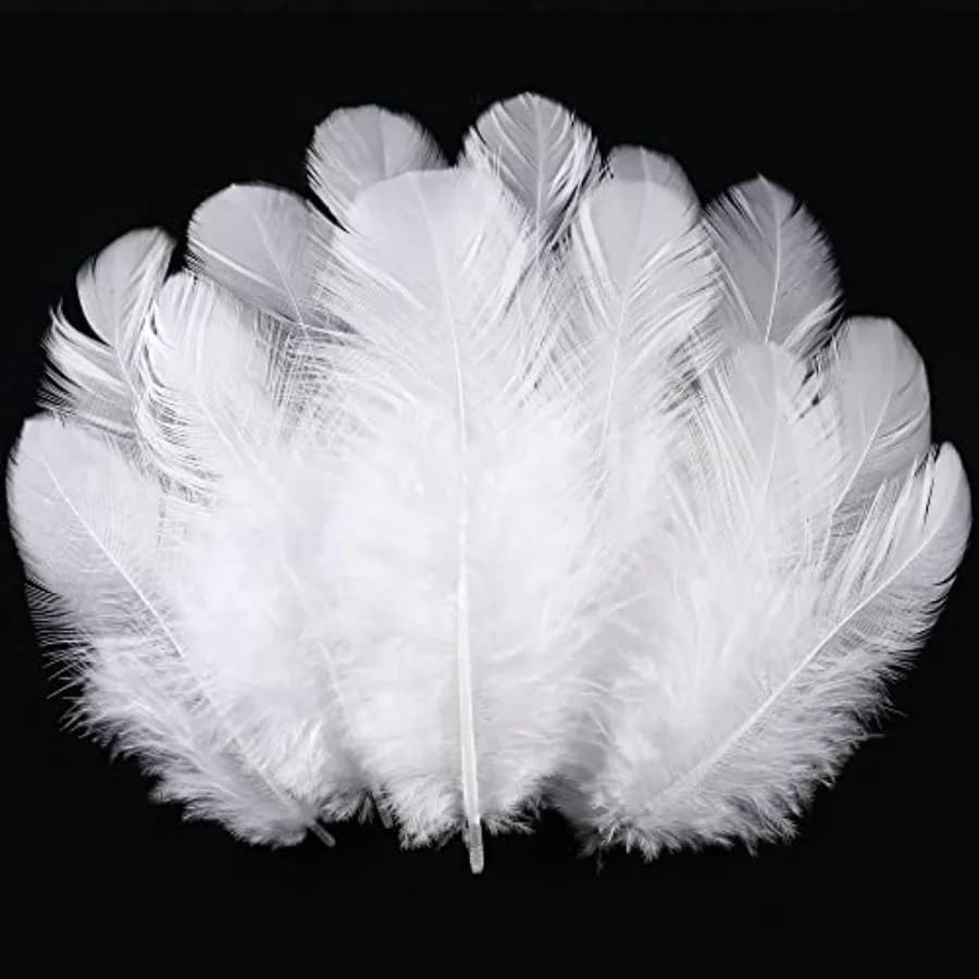 300pcs White Feathers for Crafts - 3-5inch Feathers Bulk for Wedding Home Party, Dream Catcher Supplies and DIY Crafts White