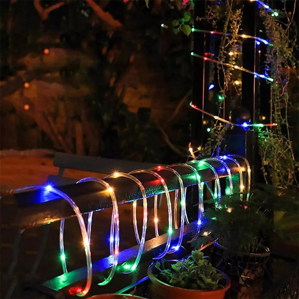 Impermeabile telecomando ghirlanda LED luci della stringa tubo solare corda fata festone 7/12/22M capodanno all'aperto matrimonio decorazioni natalizie