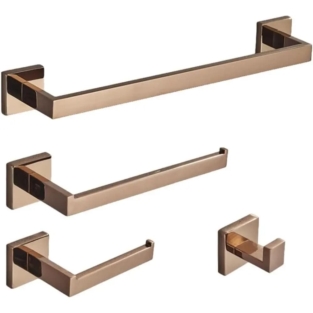 Set di Accessori per Bagno in Oro Rosa: Gancio per Accappatoio, Porta Asciugamani, Porta Carta Igienica, Anello Porta Asciugamani in Acciaio Inossidabile