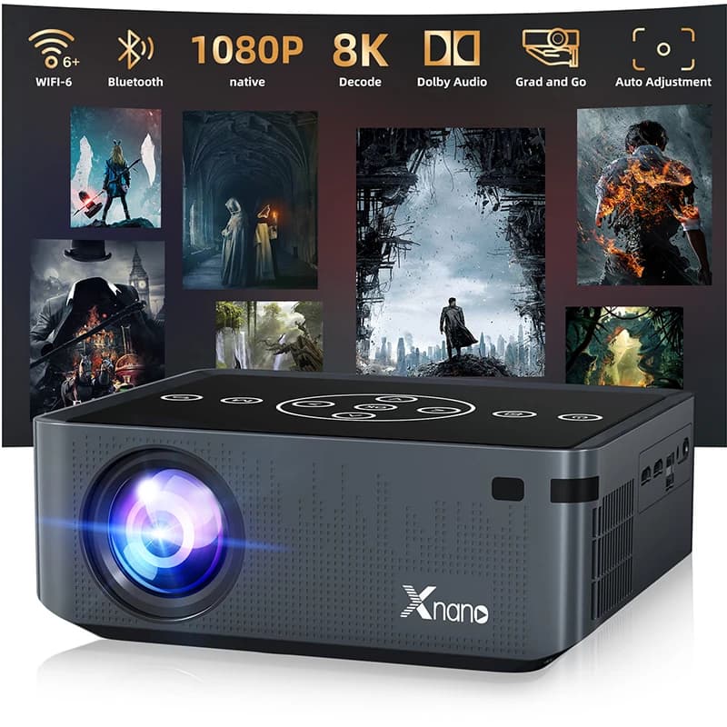 Proiettori Portatili Xnano 350 Ansi Nativo 1080P 8K Doppio Wifi BT5.0 HD Supporto Sistema Android Cinema Domestico Proiettore per Esterni