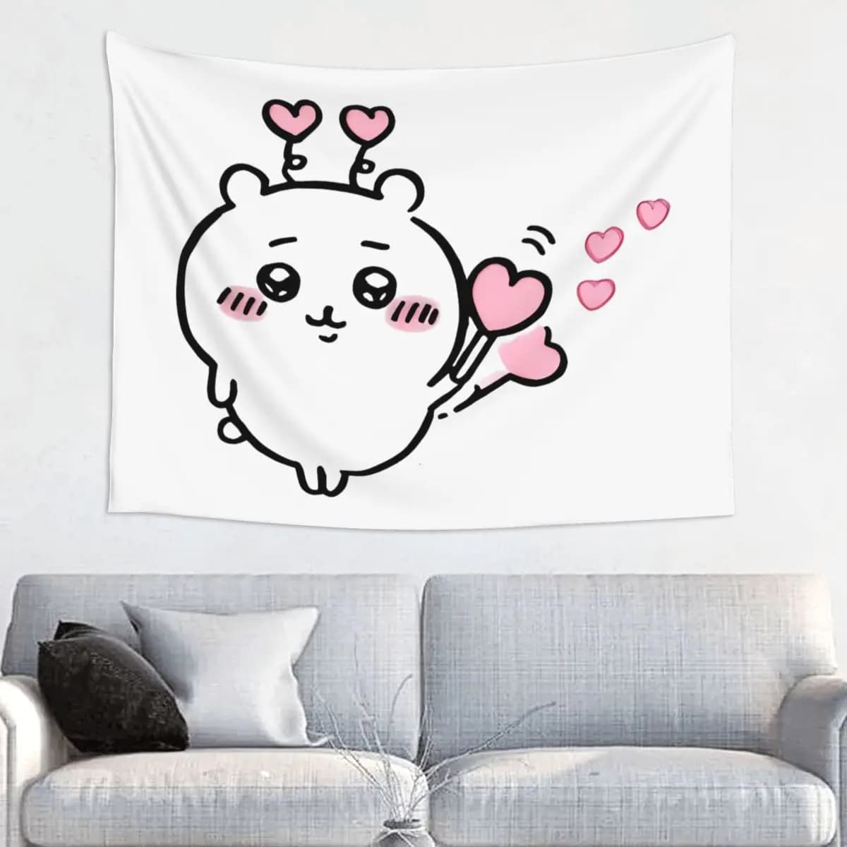 Chiikawas With Hearty Affection Tapestry Wall Hanging Hippie Fabric Tapestries Fantasy Wall Blanket Room Decor Tapiz