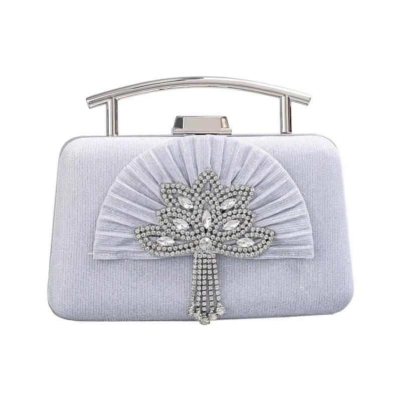 Borsa da sera elegante in metallo, borsa da banchetto lucida pieghevole da donna, borsa a tracolla con diamanti per abito Cheongsam