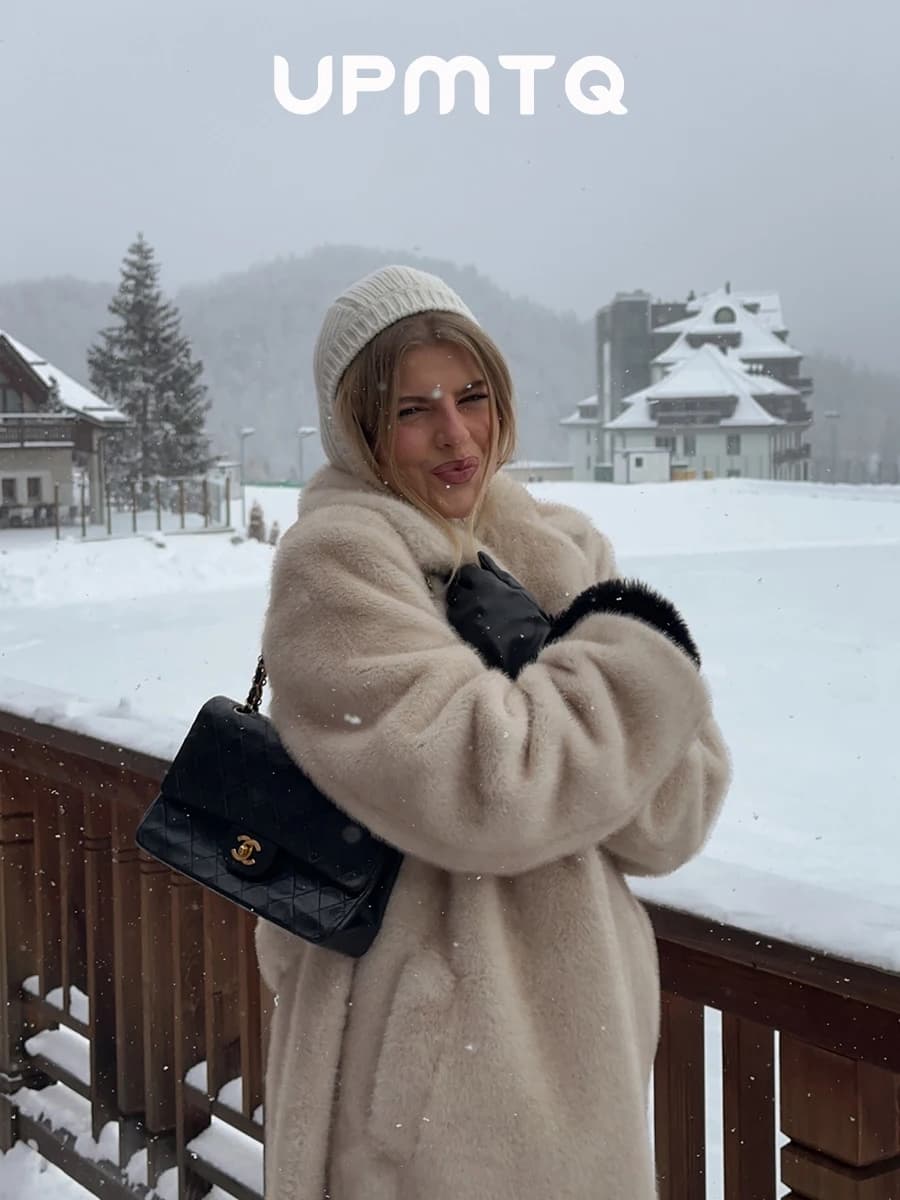 Cintura di lusso Beige sfumato pelliccia di visone finto cappotto lungo per le donne Moda 2025 inverno caldo Cleafit Outwear Old Money Parka Outwear