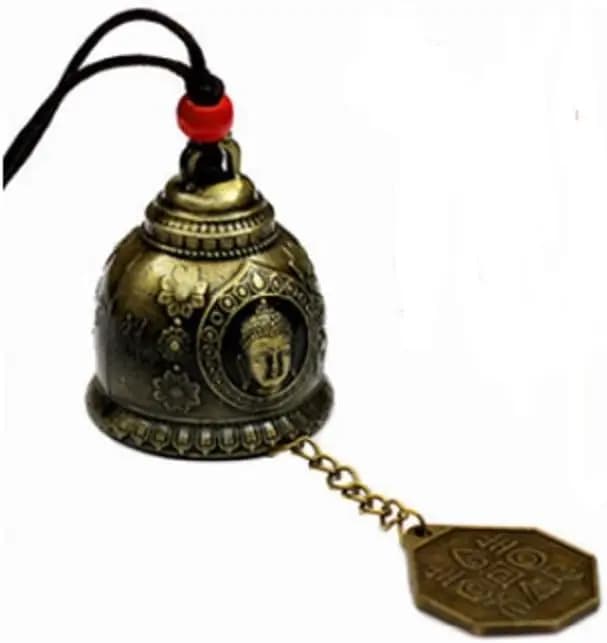1PC Chinese Lucky Feng Shui Buddha and Bagua Vintage Bell for Wealth and Safe Car Interiors Hanging Charm Wind Chime Good Luck