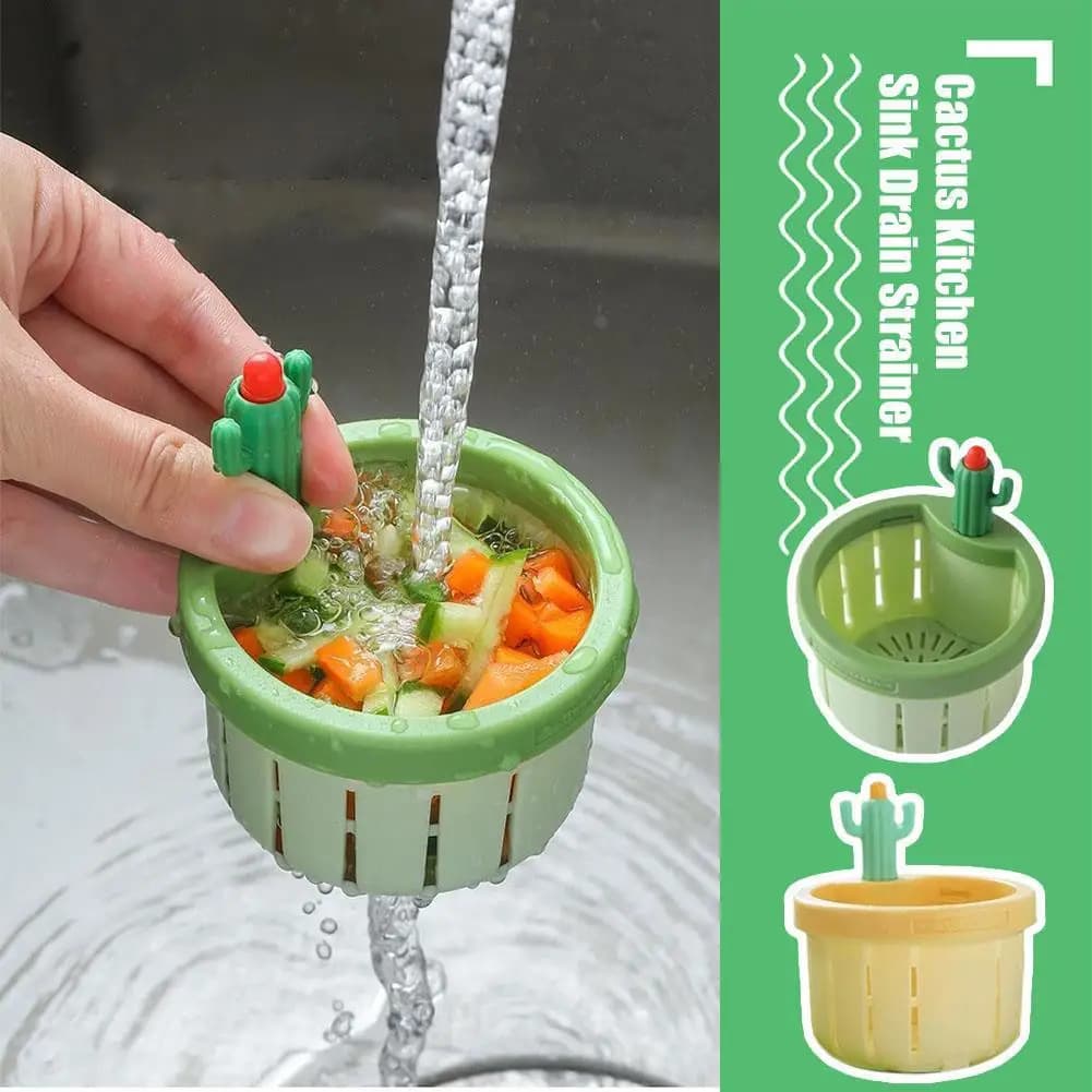 Cactus Sink Drain Strainer Press Automatic Dumping Basket Multi-functional Use Filter Net for Tub Kitchen Waste Collector