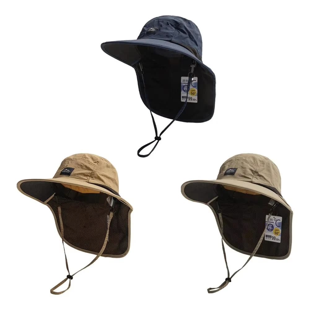 Cappello unisex estivo a tesa larga, impermeabile e ad asciugatura rapida, con protezione UV, stile Panama, traspirante, con protezione per il collo.