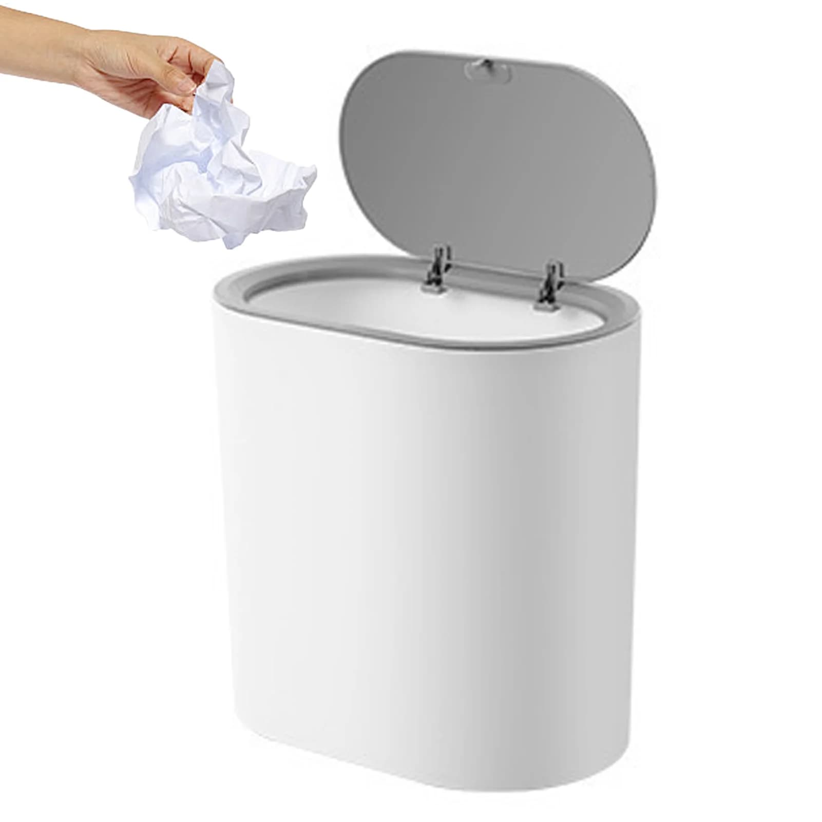 Cestino per Rifiuti da Bagno con Coperchio a Pressione 25.5x25x16.5cm, Bidone Antiodore per Cucina, Contenitore per Spazzatura con Apertura a Pressione