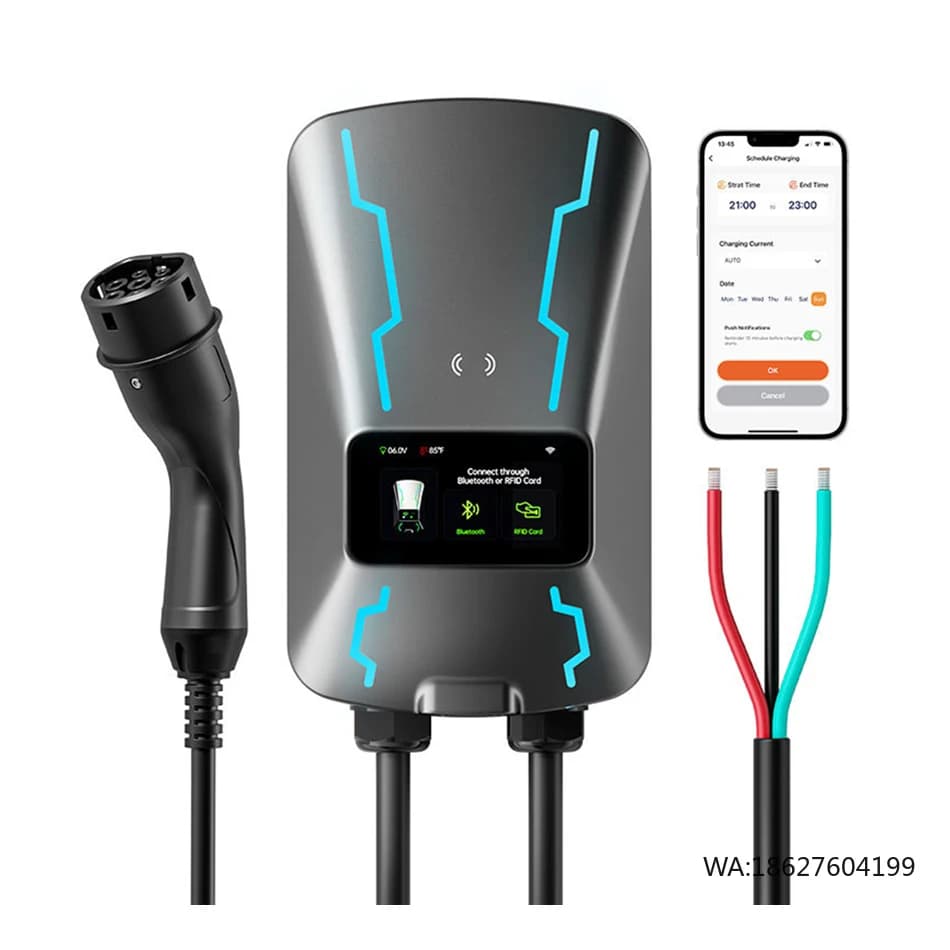 Quick Charging Station with 5M Cable, New Condition for Domestic Use, Wolfbox EU-AC07 7KW Portable Charger for Electric Cars