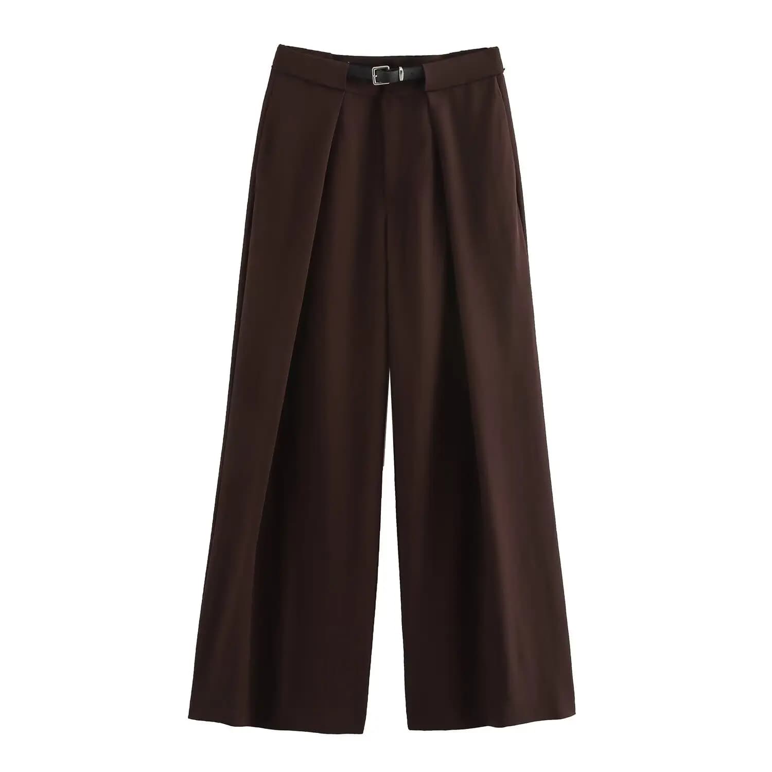 Pantaloni blazer a vita alta da donna estivi da ufficio con cintura Pantaloni femminili a pieghe lunghi fino al pavimento Y2K Pantaloni dritti 4661/505