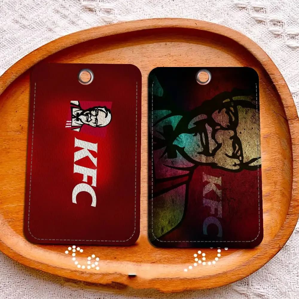 K-Kfcs Rectangular Keychain for ID cards, access card case, leather key ring, card holder, key accessories