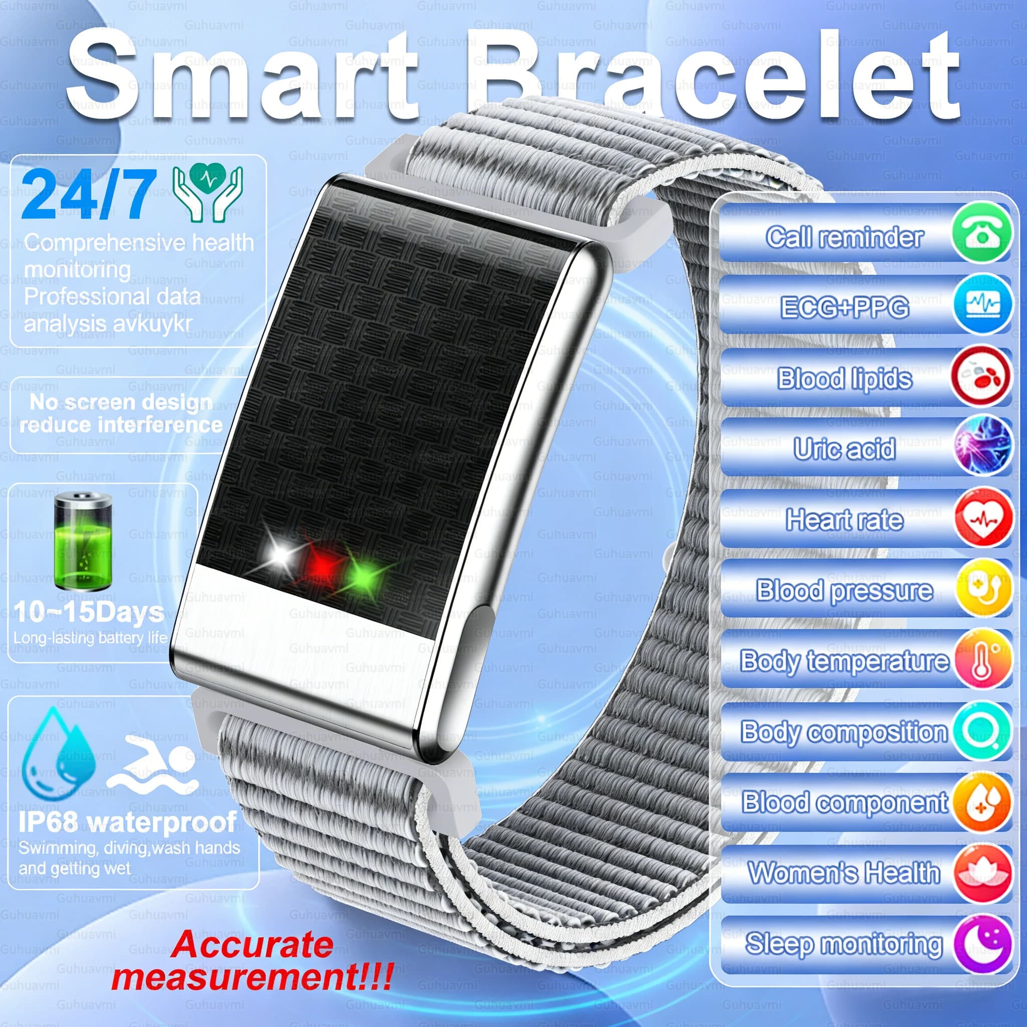 New healthcare bracelet without screen Accurate heart rate Blood pressure Monitor ECG Reminder called Smart Watch Sport Band Fitness Tracker