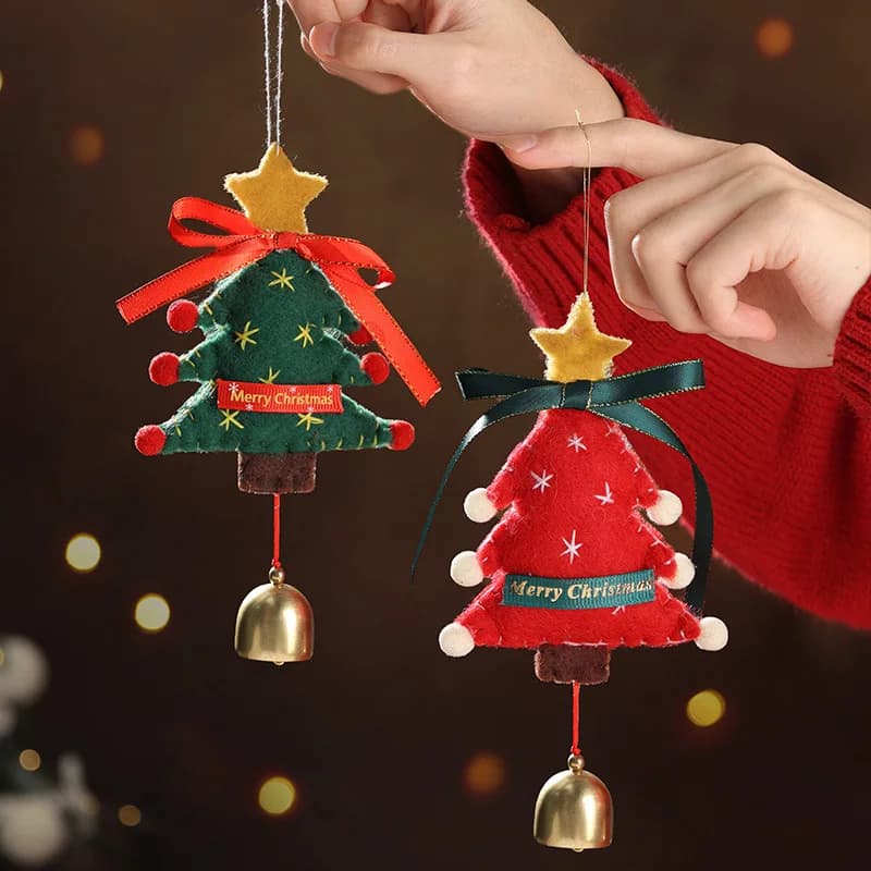 Christmas pendant small bell velvet bow sock Christmas tree scene decoration small hanging ornament