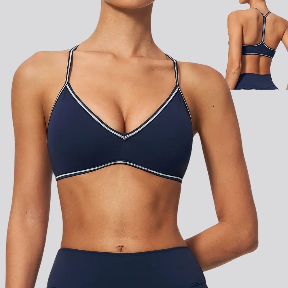 Women's Sexy Halter Sports Bra Deep V Neck Yoga Bras Y Back Open Back Padded Gym Yoga Crop Top Push Up Workout Sports Underwear