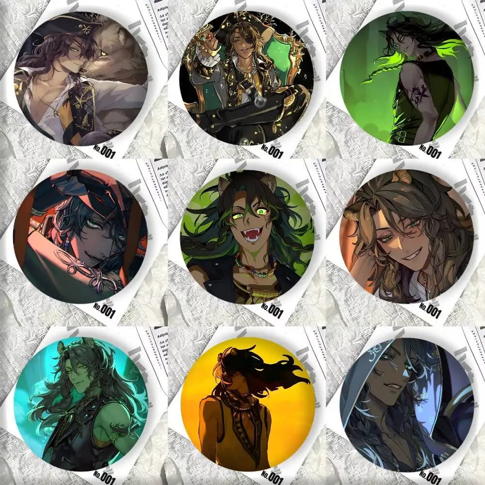 Game Anime Cool Man T-Twisted-W-Wonderland Leona Kingscholar Badges DIY Backpack Clothing Accessories Jewelry Pins