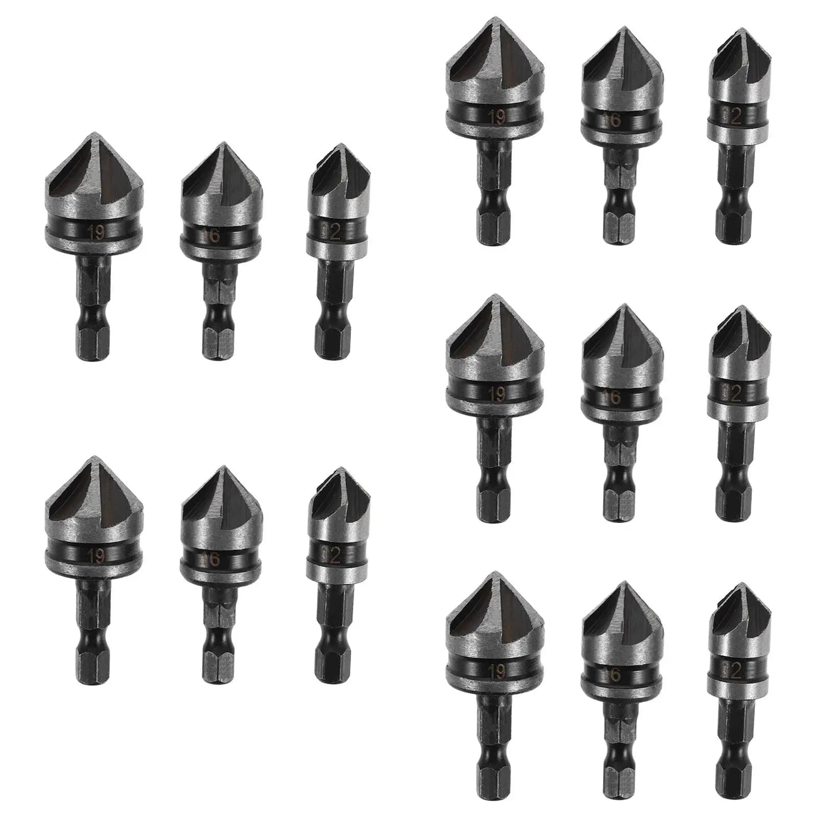 15pcs Countersink Drill Bits Set Hex Shank 90 Degree Chamfering Tool For Wood Metal Countersinking Kit Woodworking Tools
